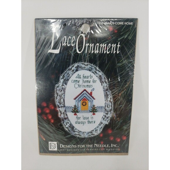 Lace Ornament Kits VTG 1992 Designs For The Needle Sealed NOS Santa Bear Home - Picture 14 of 15